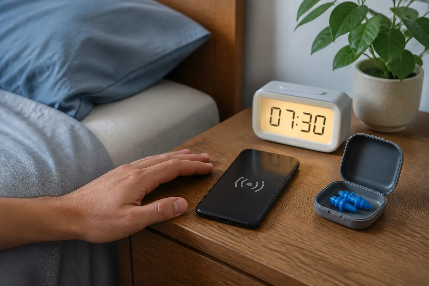 Prueba despierto de tapones para dormir con alarma sonora y vibración del móvil