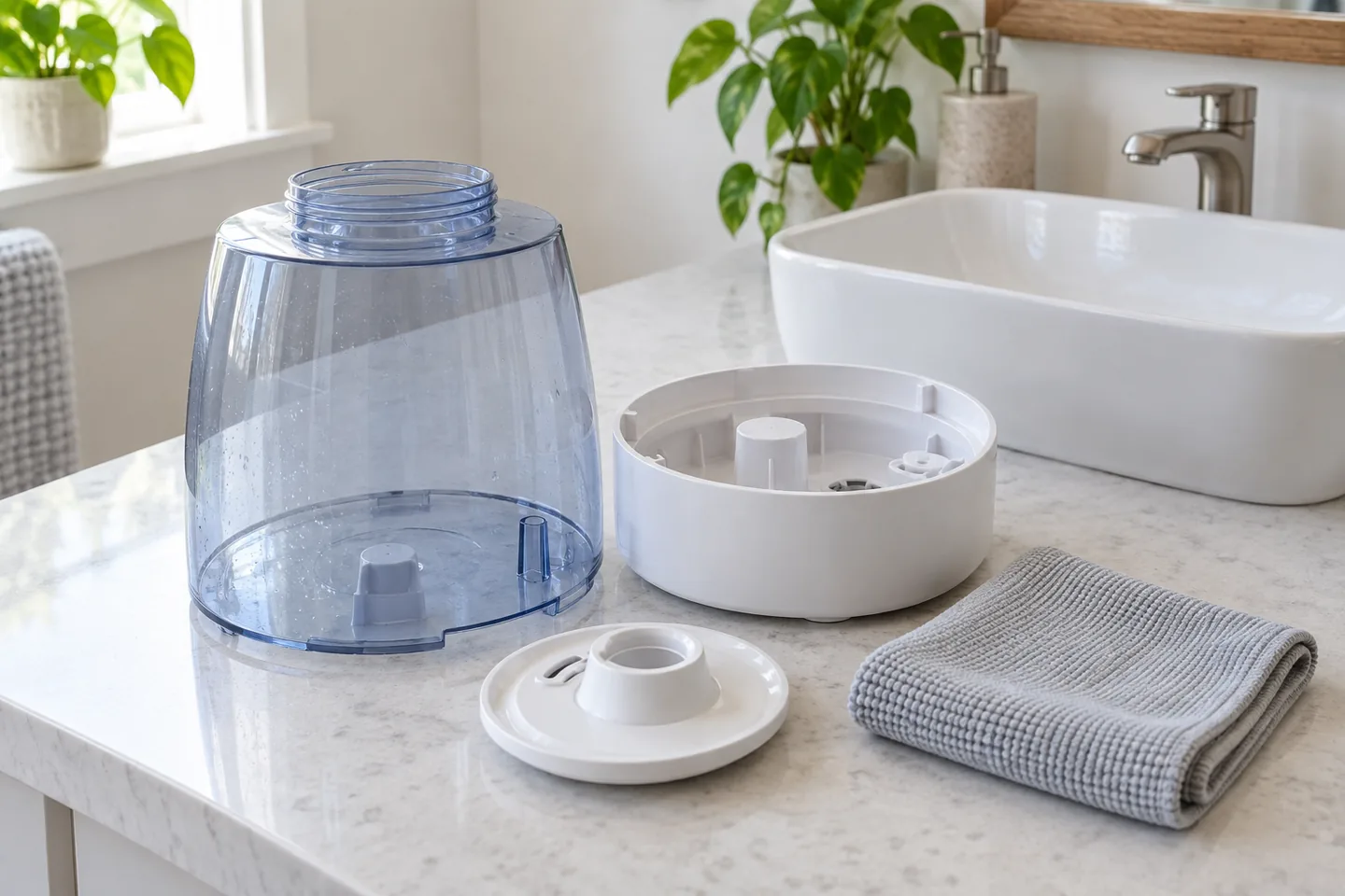 Vaciado y secado diario del depósito de un humidificador